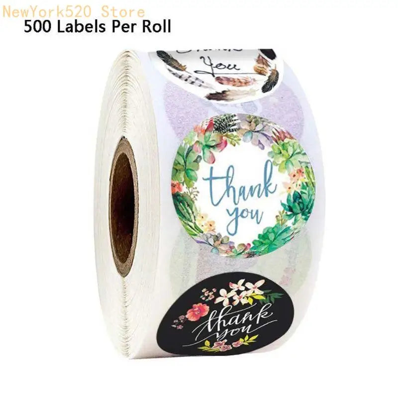 500Pcs Floral Thank You Stickers – Wedding & Gift Wrap Labels