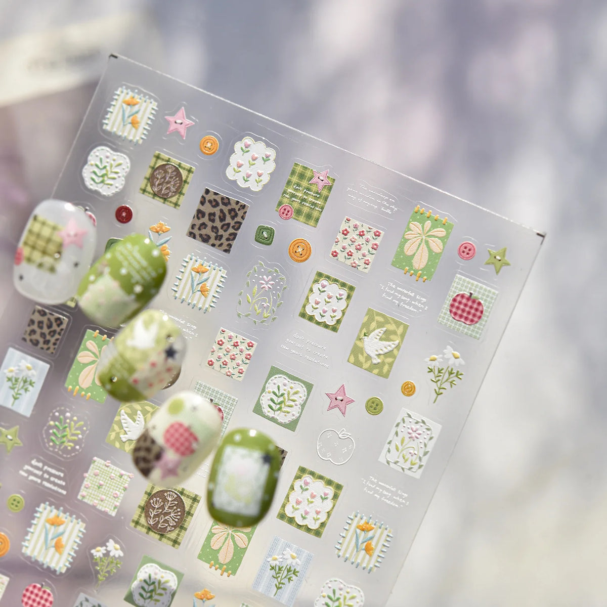 3D Embossed Cartoon Nail Art Stickers – Floral & Tea Cup