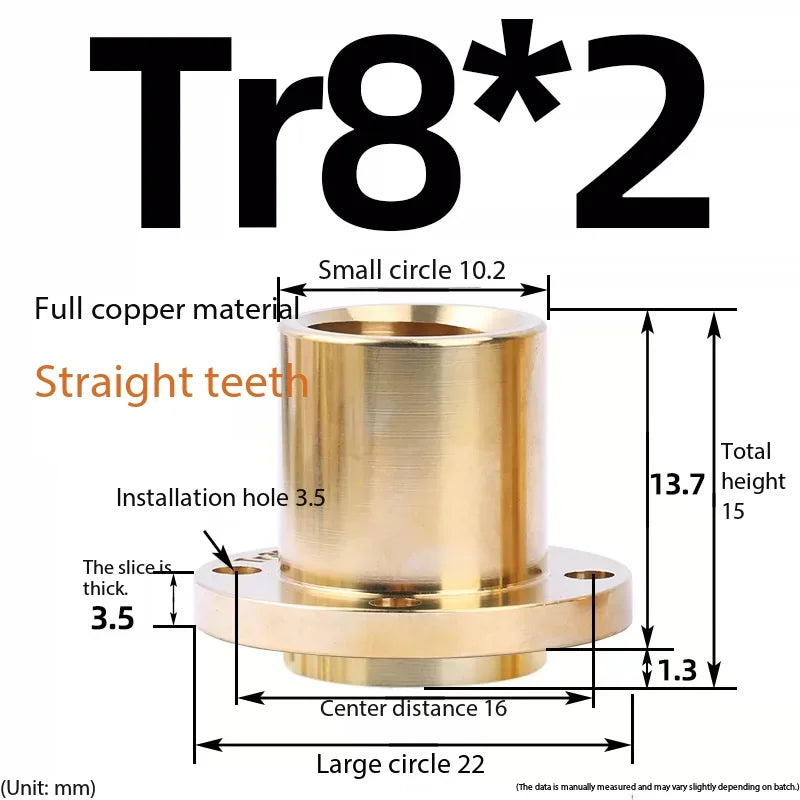Brass Round Flange Trapezoidal Nut Tr10–Tr30 Positive & Reverse