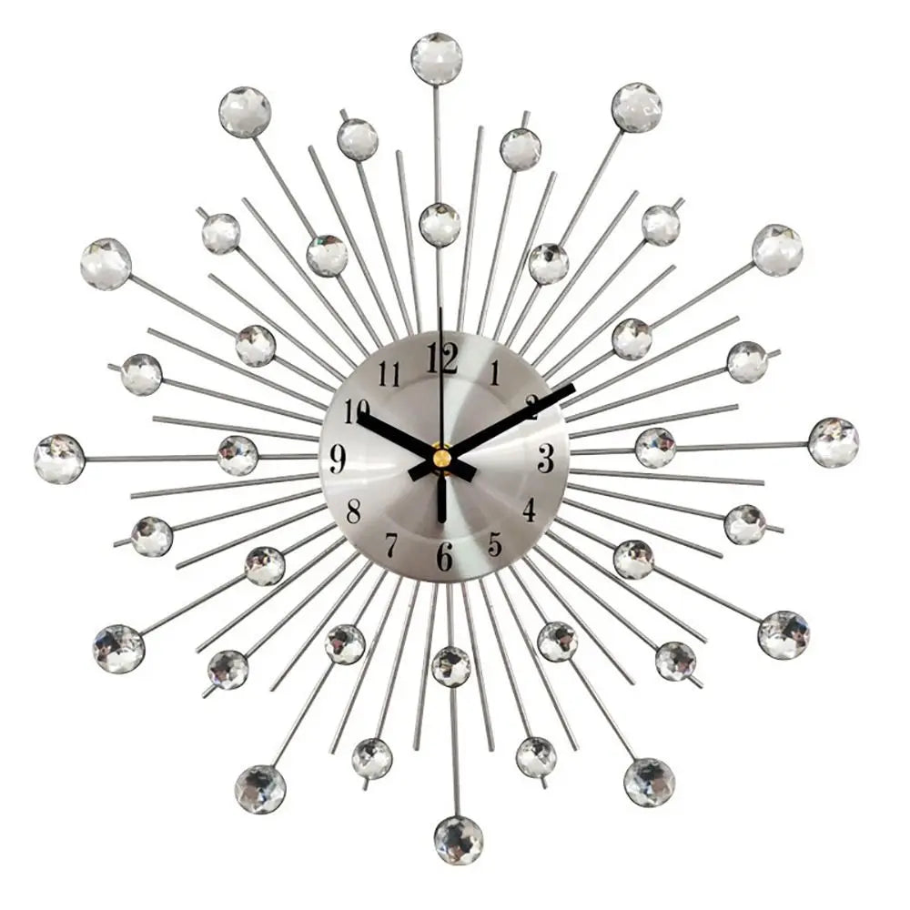 Diamond Rhinestone Silent Metal Wall Clock – Modern Décor