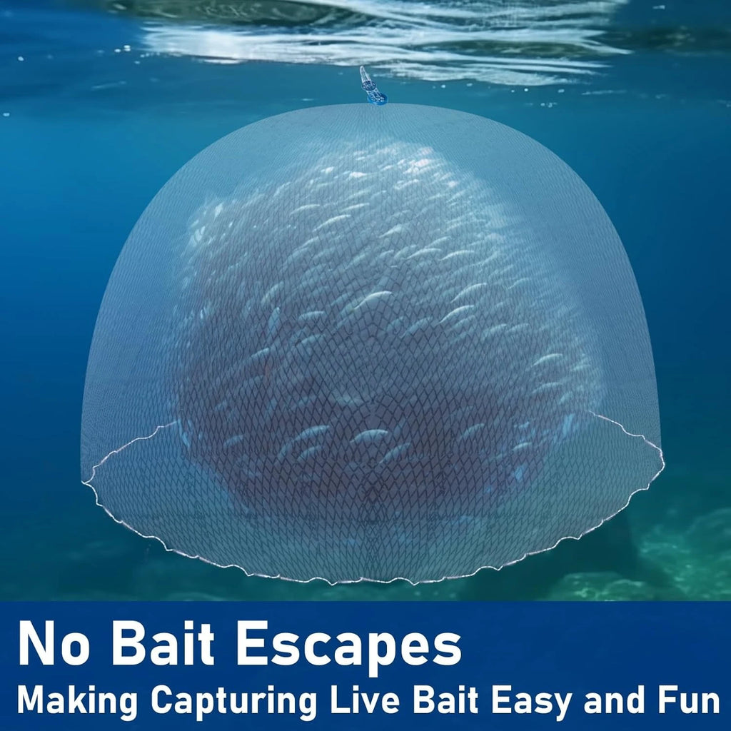 Saltwater Fishing Cast Net 3–10ft Radius with Sinkers & Gloves