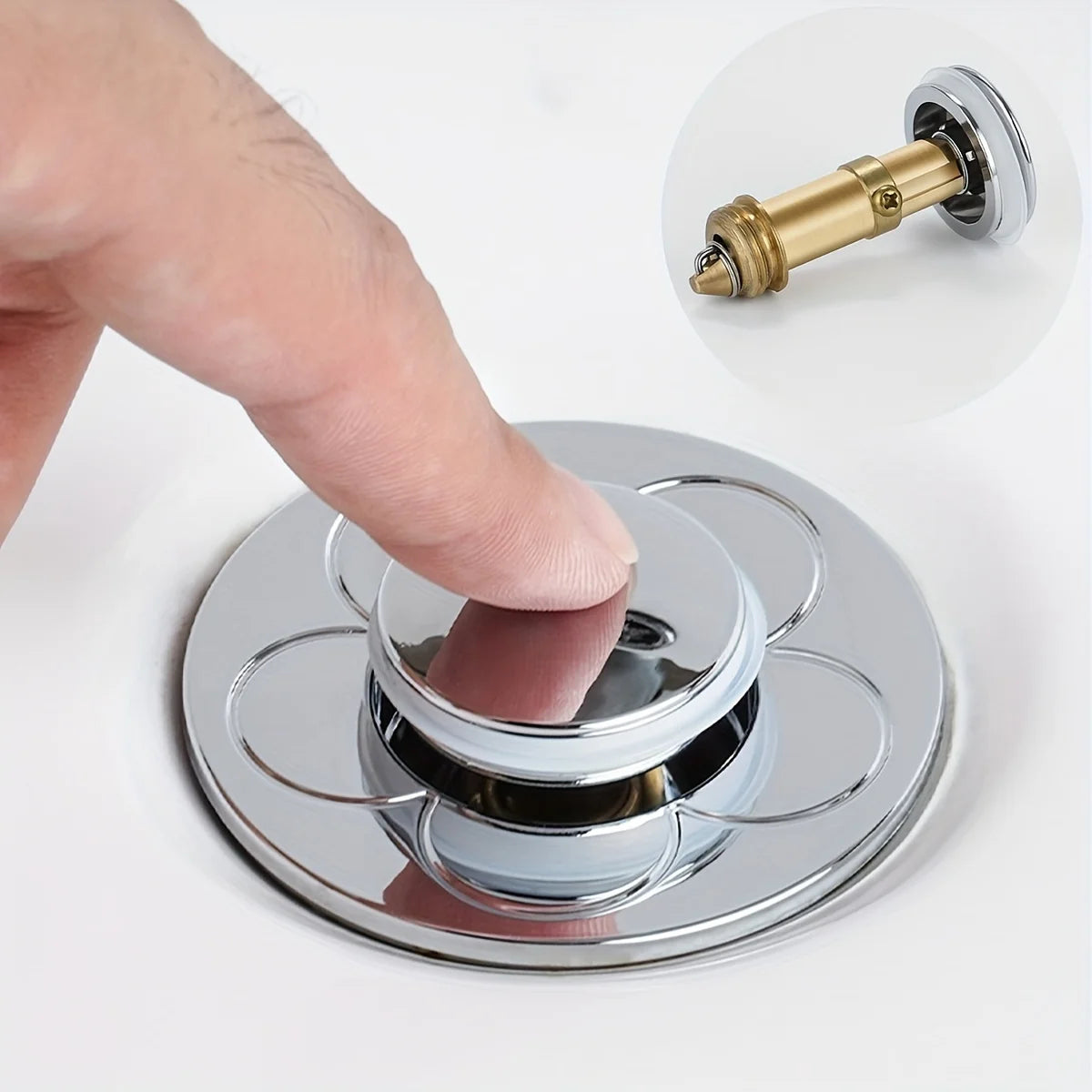 Stainless Steel Pop-Up Sink Stopper with Hair Catcher Basket