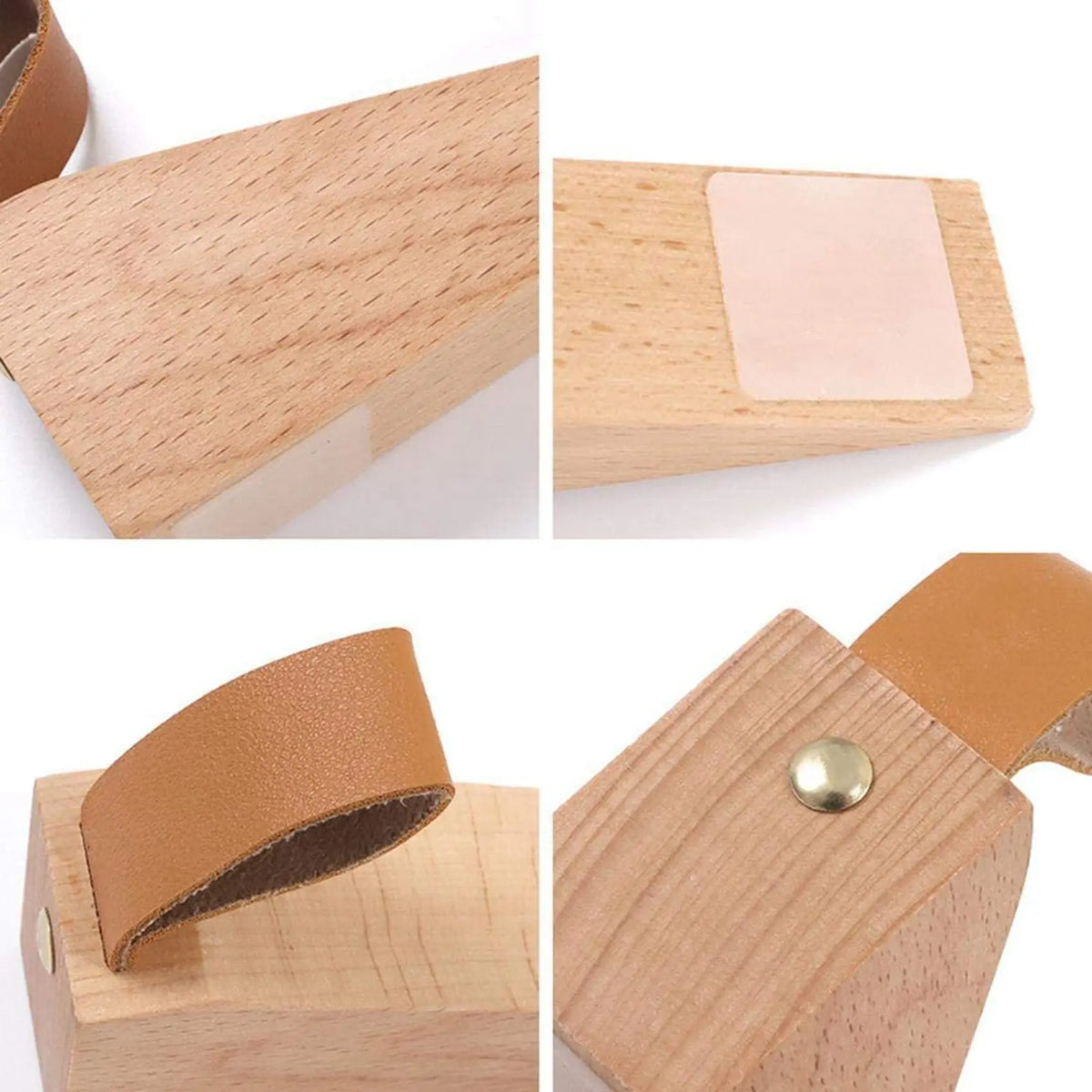 Solid Wood Door Stopper Wedges, Anti-Slip Base – 4 Pack