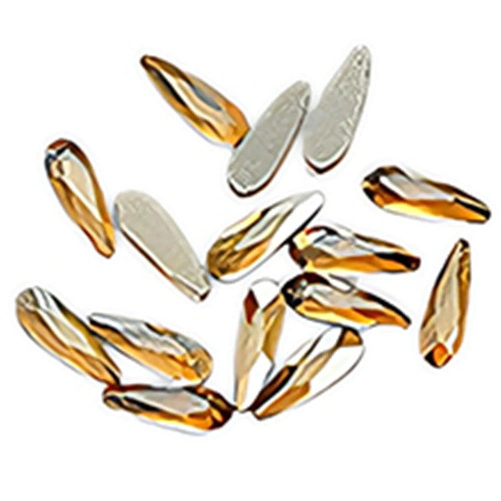 100pcs Champagne Gold Nail Rhinestones – Irregular Crystal Gems Set