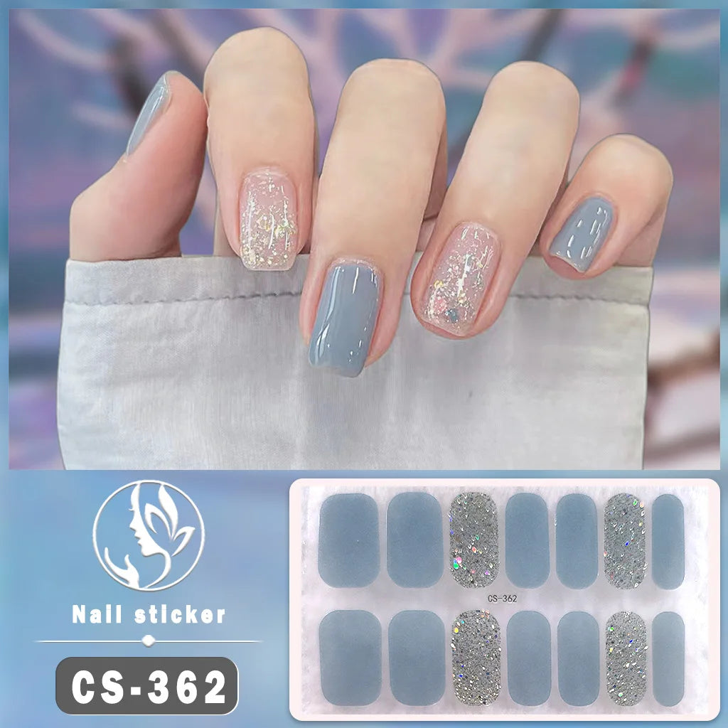 Solid Color Self-Adhesive Gel Nail Art Stickers & Decals