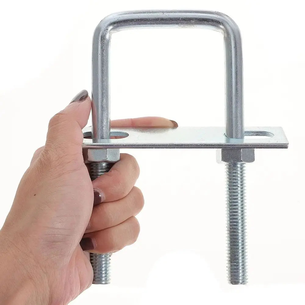 M6 Right Angle Square U-Bolt Pipe Clamp with Baffle – 2 Pack