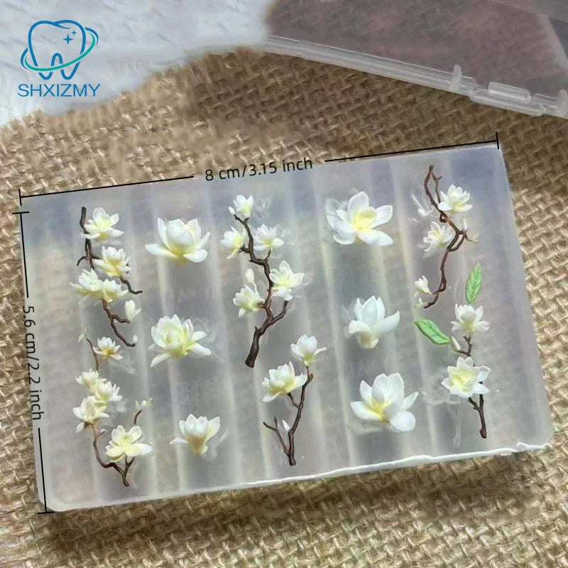 3D Magnolia Silicone Nail Art Mold – DIY Floral Carving Template