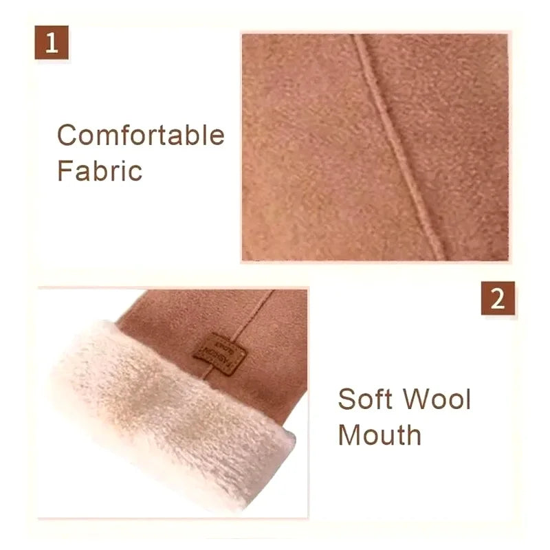 Touchscreen Winter Mittens – Warm Fleece Suede Gloves Unisex