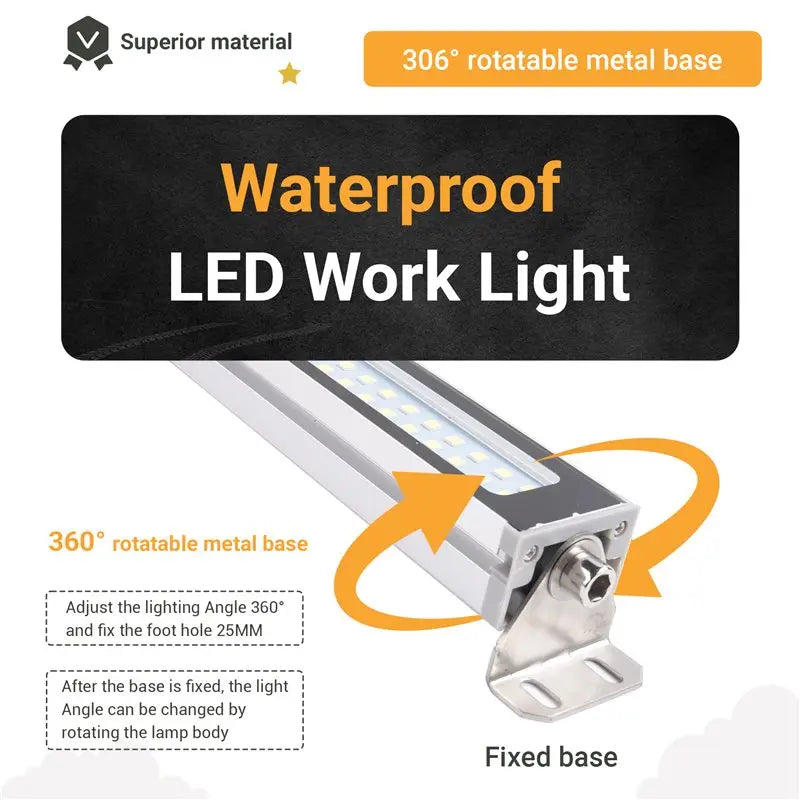 22cm IP67 Waterproof LED Work Light – CNC Lathe Workshop