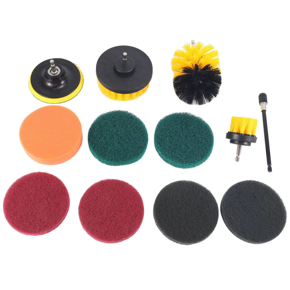 12-Piece Drill Brush & Scrub Pad Power Scrubber Set – Yellow