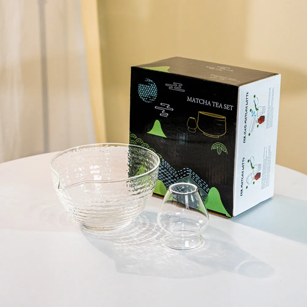 Glass Matcha Bowl with Pouring Spout – Japanese Tea Set