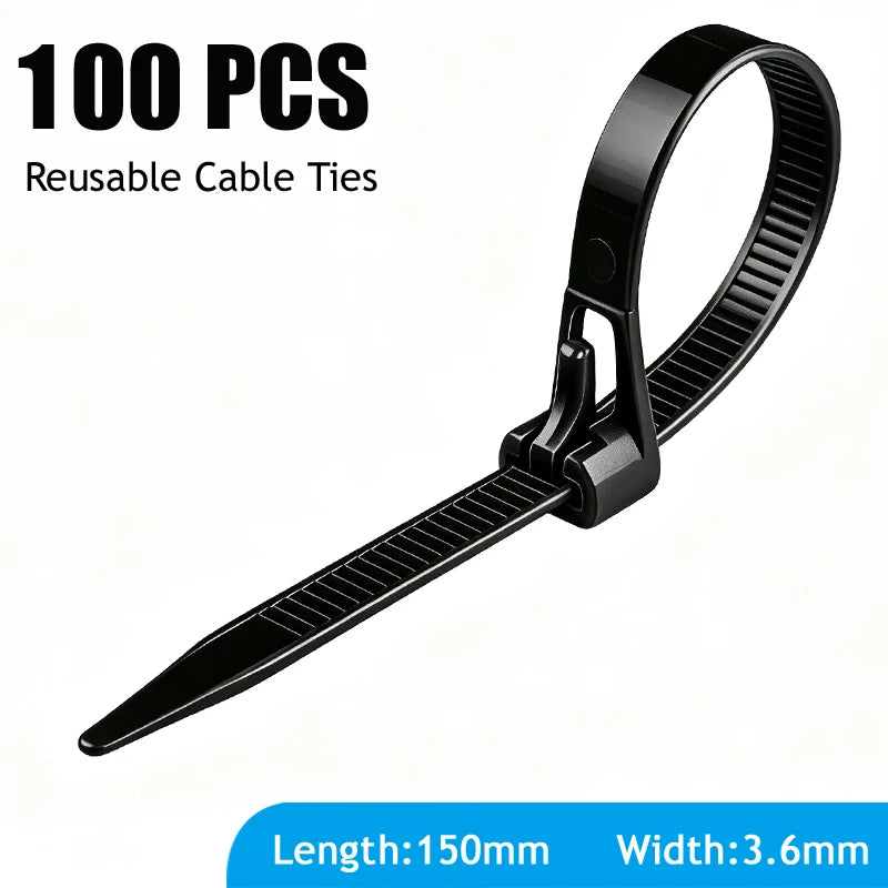 Reusable Nylon Cable Ties 50–1000 Pack | Mixed Colours & Black