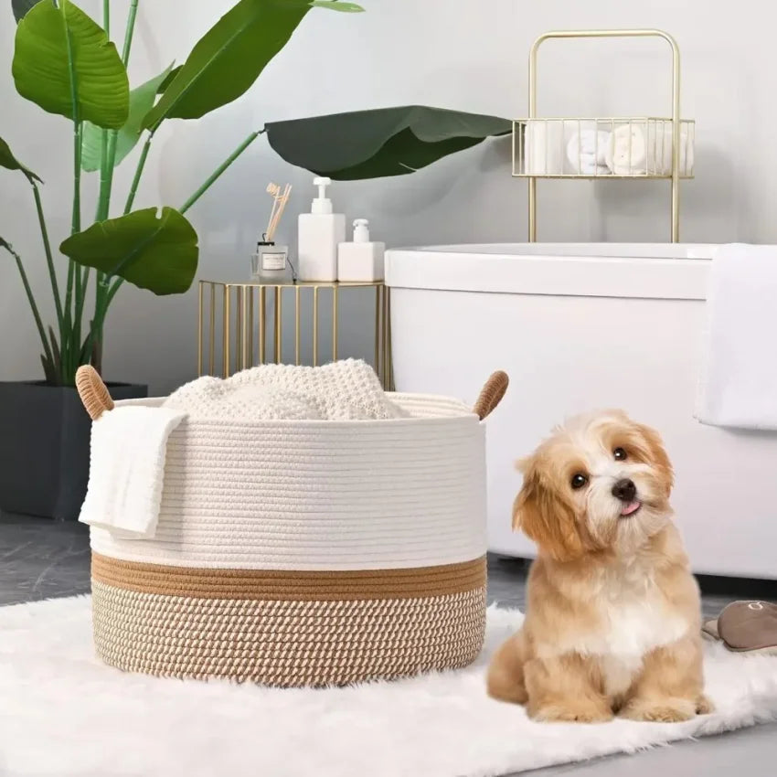 Large Cotton Rope Woven Basket – Blanket & Laundry Storage
