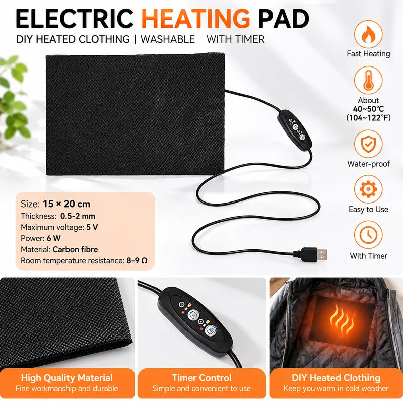 Carbon Fiber USB Heating Pad 3-Gear 5V DIY Thermal Mat