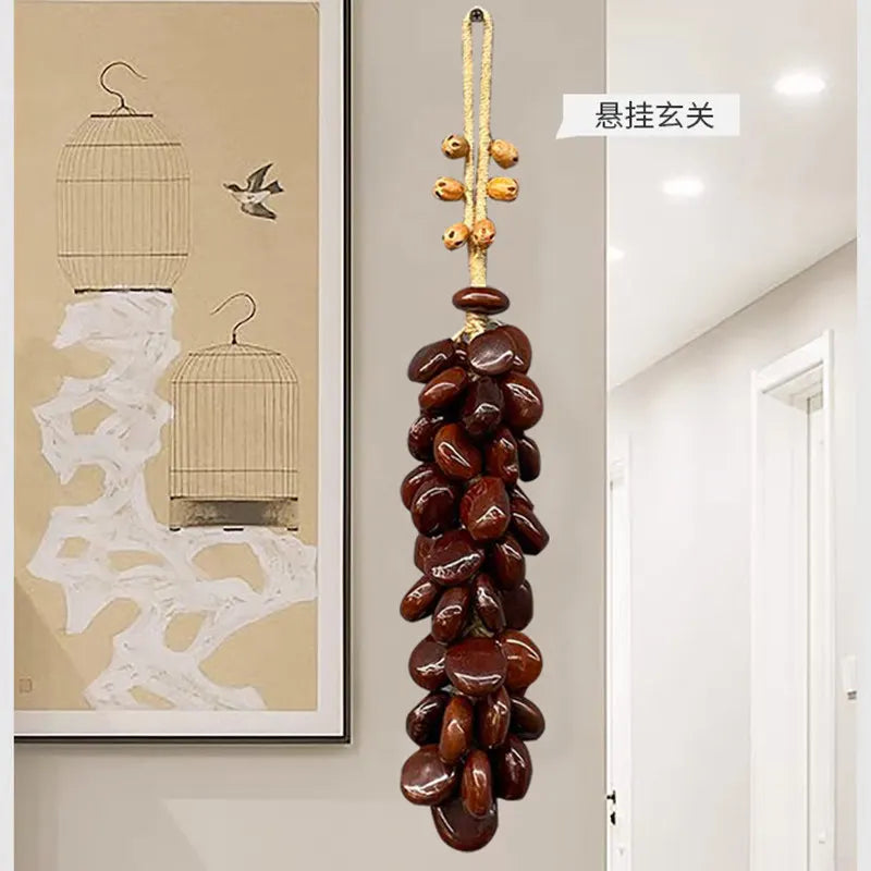 Handmade Natural Wood Bean Pendant Hanging String Décor