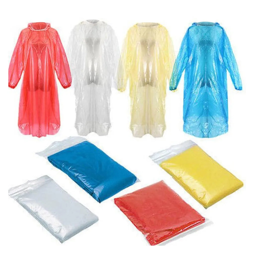 Disposable Hooded Rain Poncho – Lightweight Emergency Raincoat