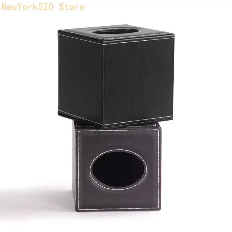PU Leather Square Tissue Box Cover Holder – Black | VIBE