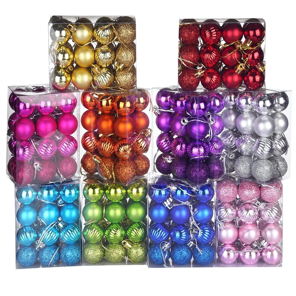 24-Pack 30mm Christmas Ball Baubles Glitter Tree Ornaments