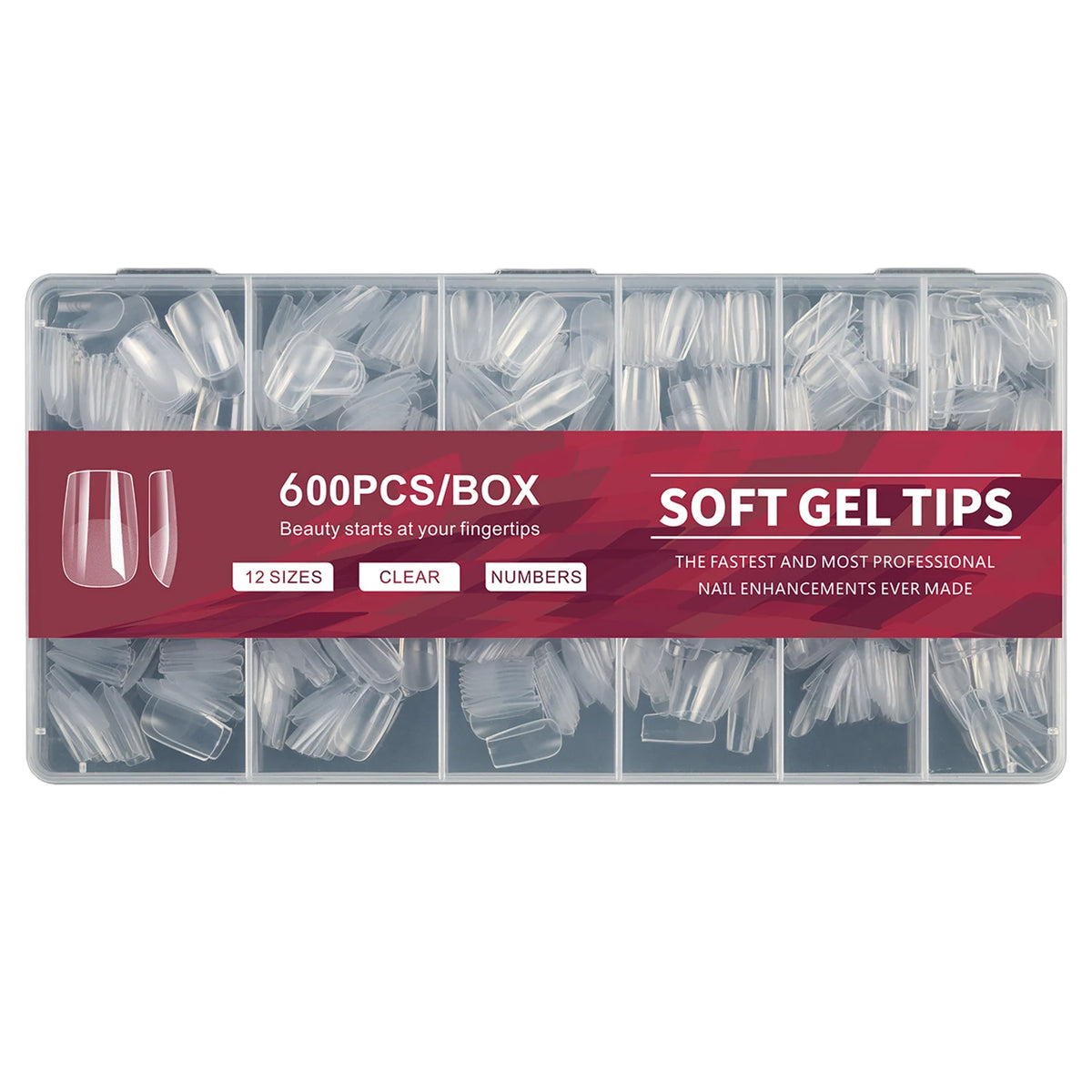 Aleekit 600pcs Soft Gel Coffin Nail Tips – 12 Sizes, Pre-Etched