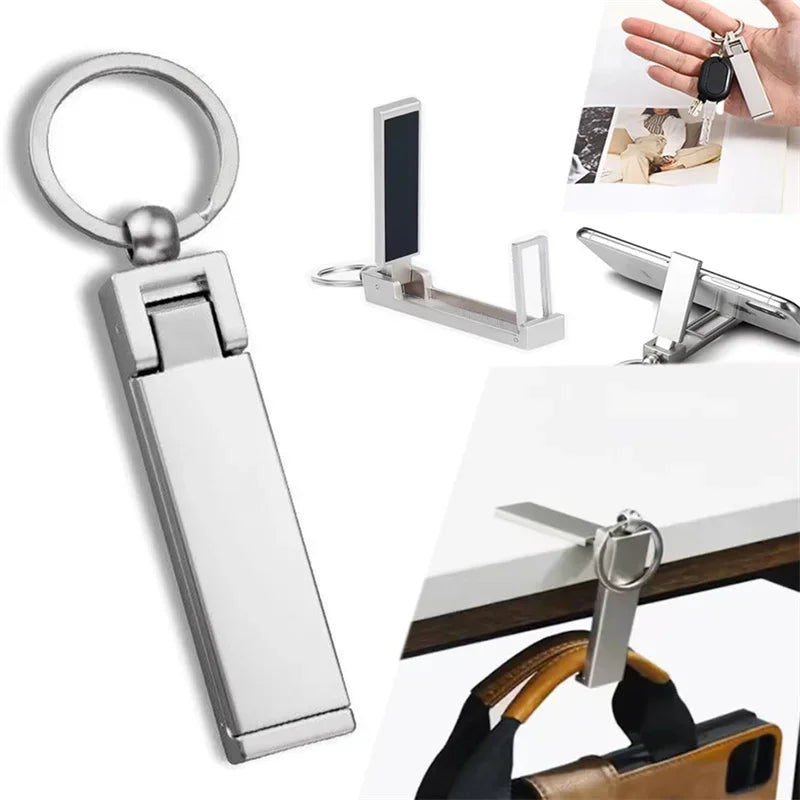 Multi-Function Metal Keychain Phone Holder & Bag Hanger