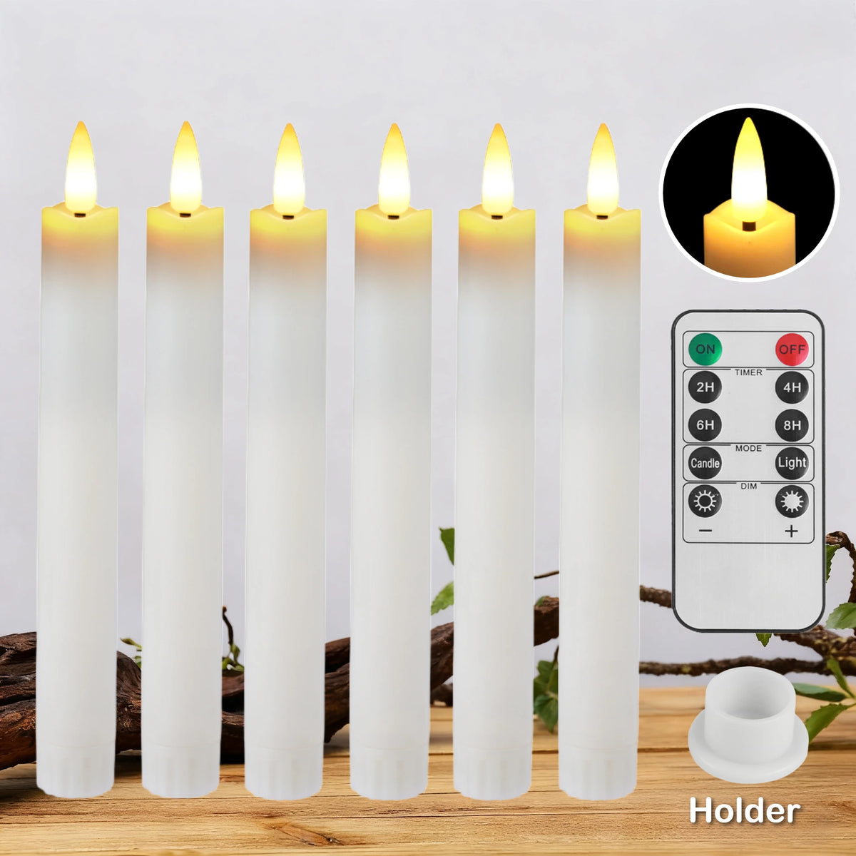 Flameless LED Taper Candles with Remote & Timer | Battery Operated