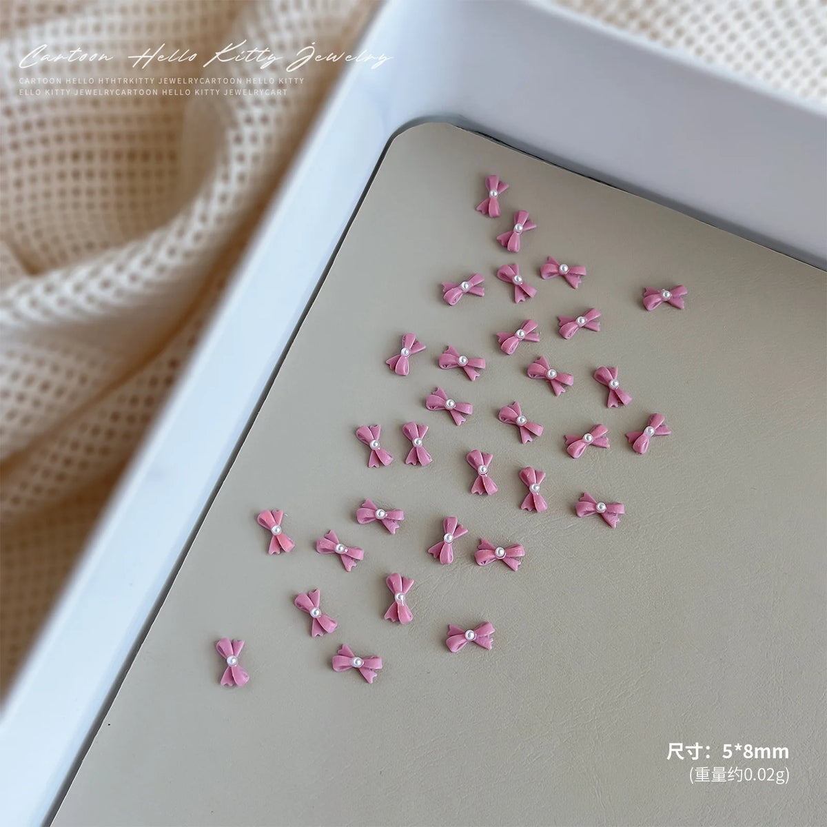 20pcs 3D Bowtie Nail Charms Pearl Bow Rhinestone Nail Art