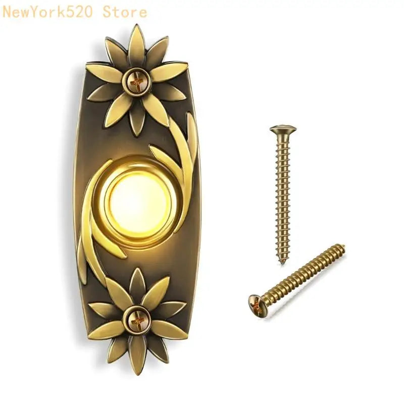 Lighted Brass Wired Doorbell Push Button with LED Indicator