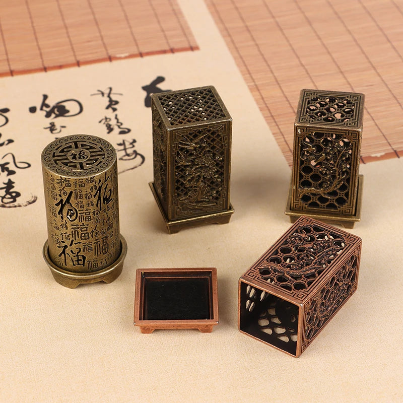 Zinc Alloy Incense Burner – Square & Cylindrical Hollow Design