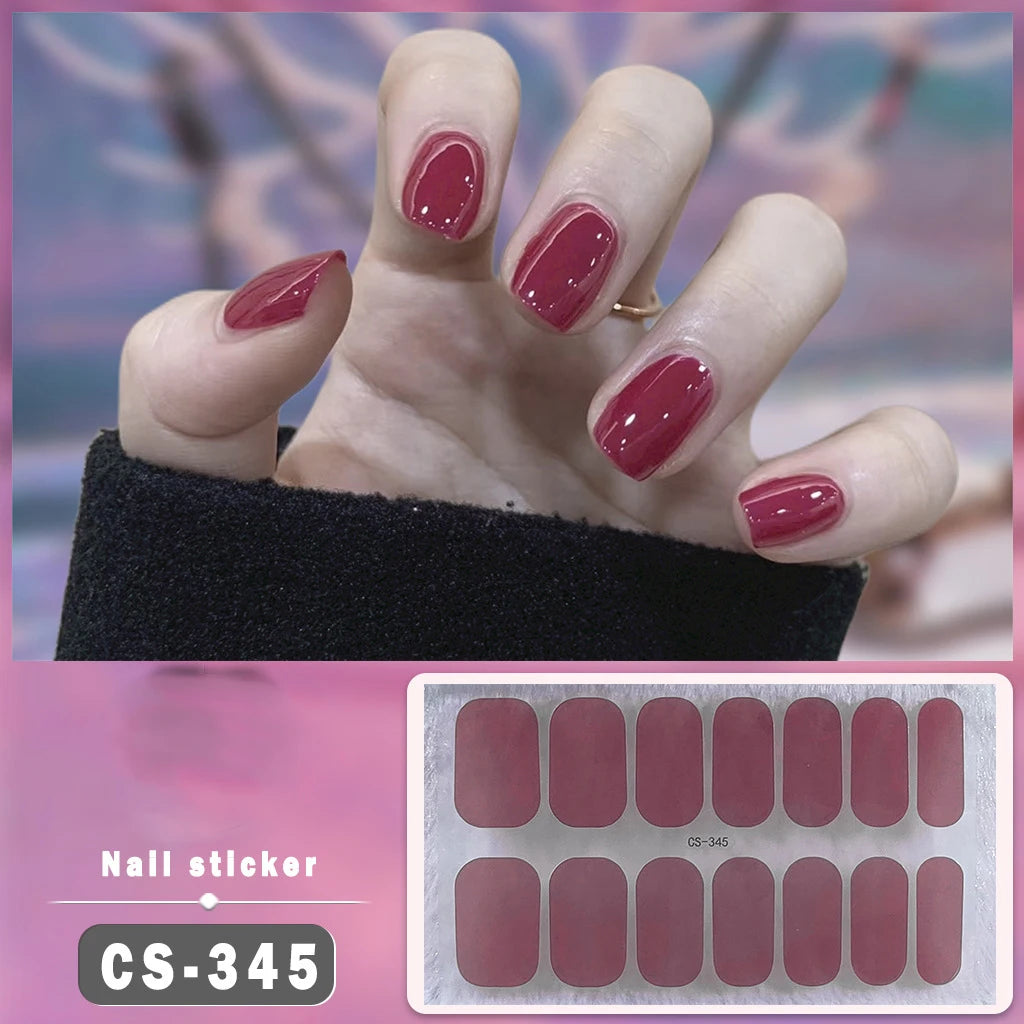 Solid Color Self-Adhesive Gel Nail Art Stickers & Decals