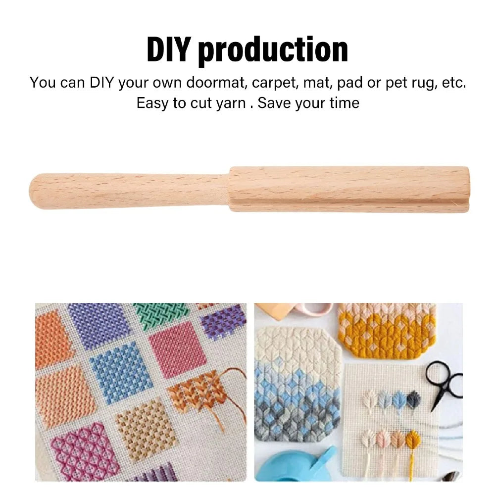 Wooden Yarn Cutter Tool – Beechwood Latch Hook DIY Craft