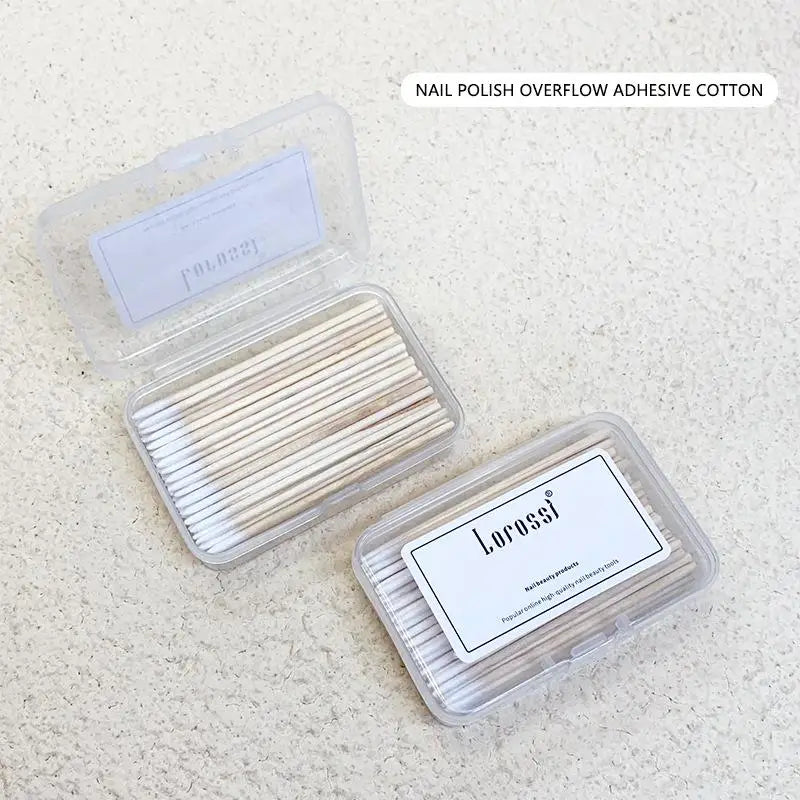 100-Pc Wooden Cotton Swab Sticks – Nail Polish Corrector Tool