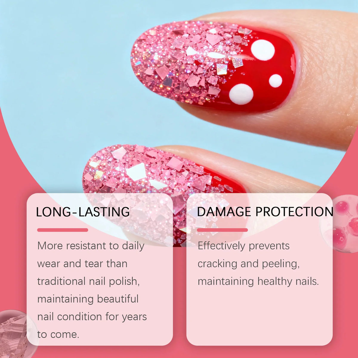 Red Glitter Dip Powder – Shimmer Nail Art, No UV Light Needed