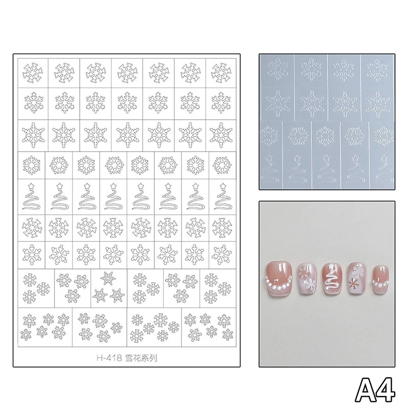 Christmas Airbrush Nail Stencils – Snowflake & Tree Hollow Stickers