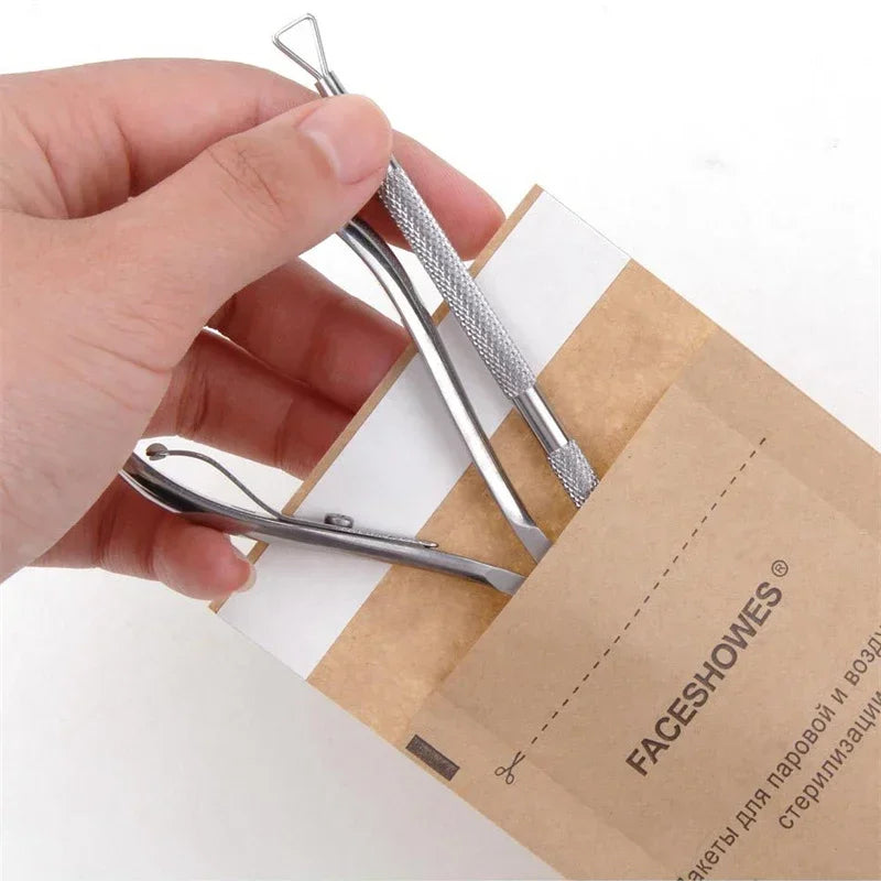 100Pcs Disposable Sterilization Bags for Nail Tools | Kraft Paper