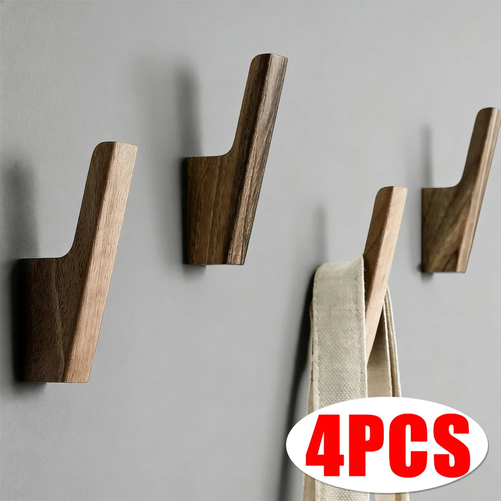 VIBE Walnut Wood Wall Hooks – Coat Rack & Key Holder