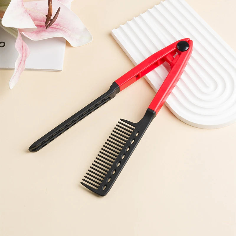 V-Type Hair Straightener Brush – Styling Comb for Men & Women