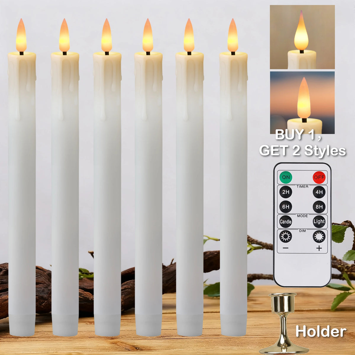 Flameless LED Taper Candles with Remote & Timer | Battery Operated