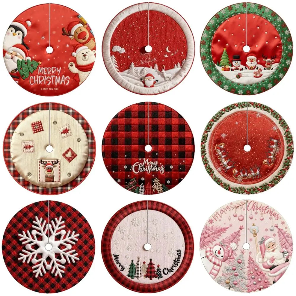 90cm Christmas Tree Skirt – Elk & Santa Print | 10 Styles