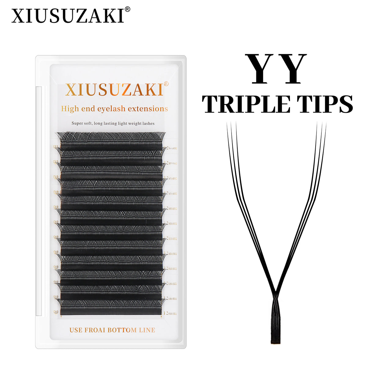 XIUSUZAKI 2D YY Premade Volume Fan Matte Black Lash Extensions