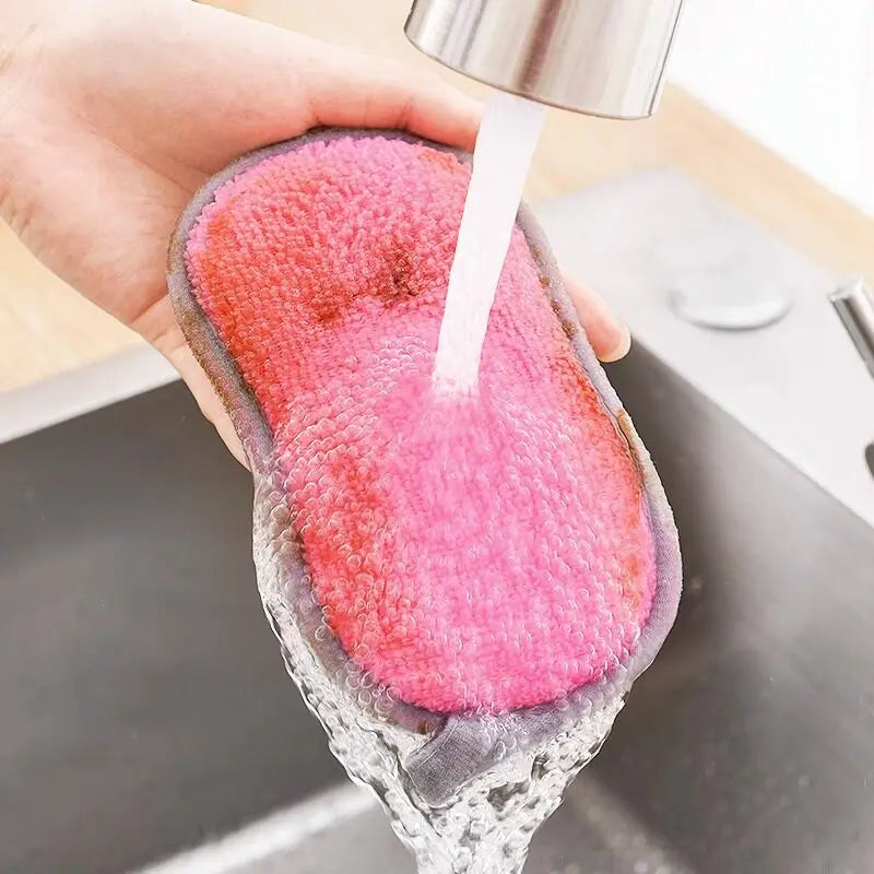 Double-Sided Microfiber Dish Sponge Scrubber – Kitchen Scrub Pad