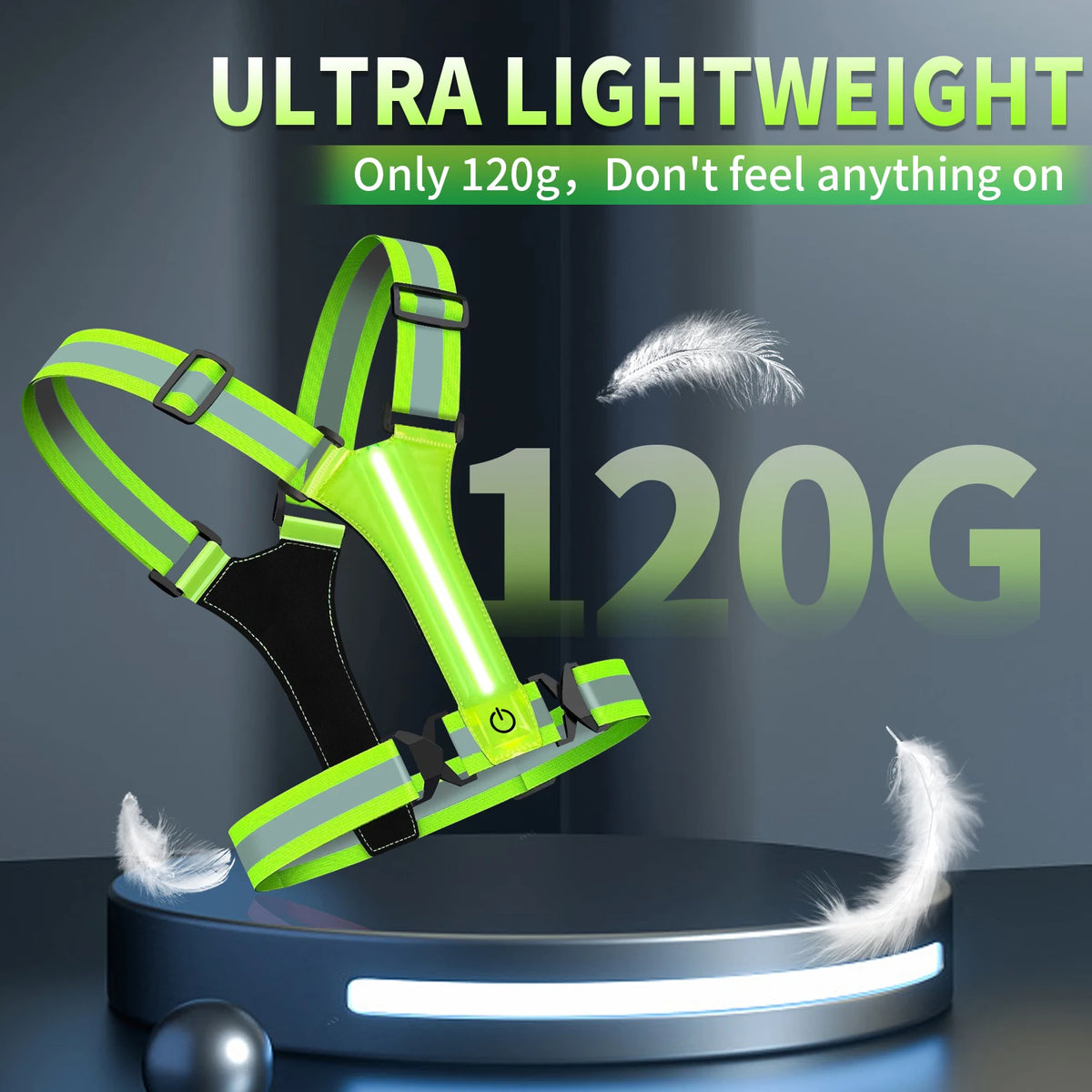 LED Reflective Running Vest USB Rechargeable High Visibility