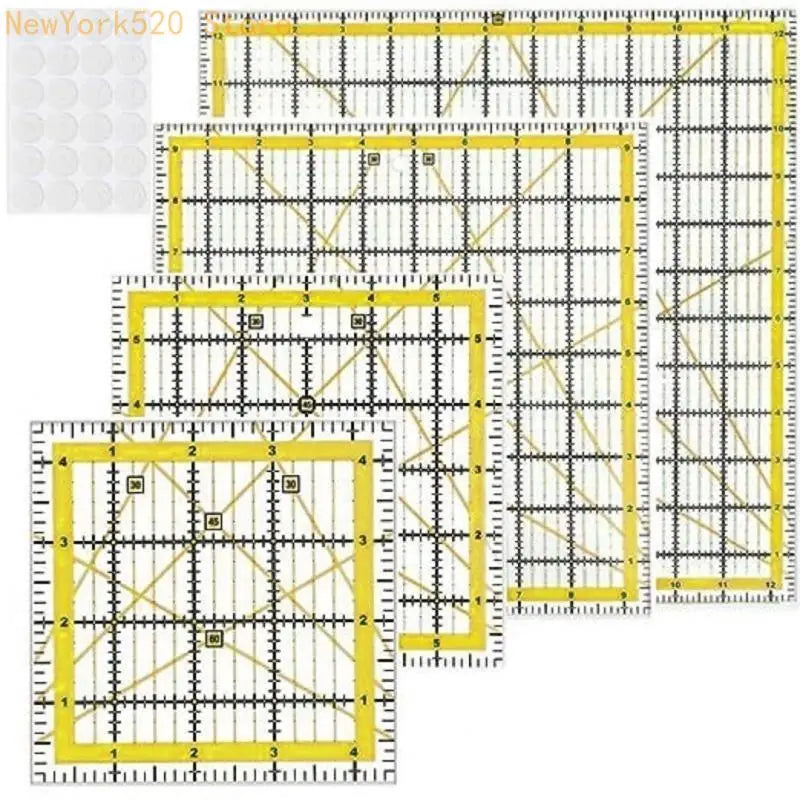 4-Piece Clear Acrylic Quilting Ruler Set – Patchwork Templates