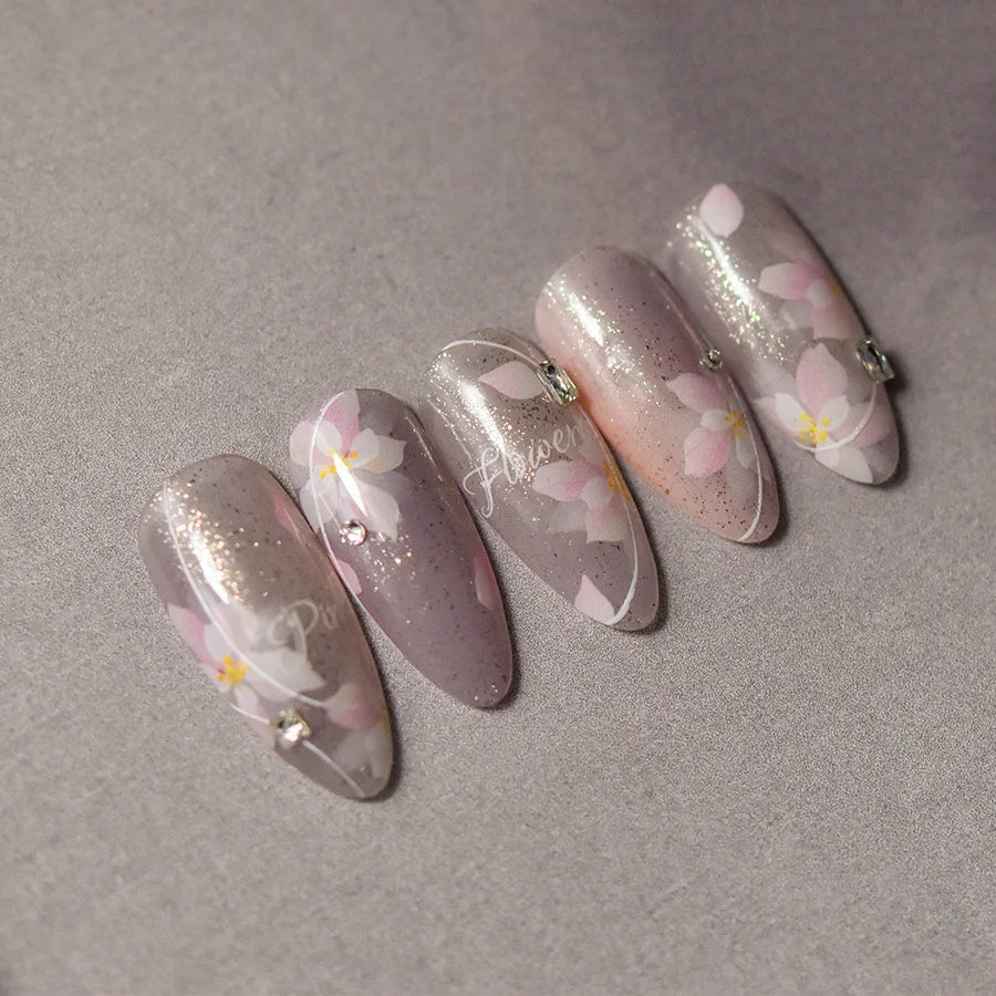 Kawaii Sakura 5D Nail Art Stickers – Pink Cherry Blossom Decals