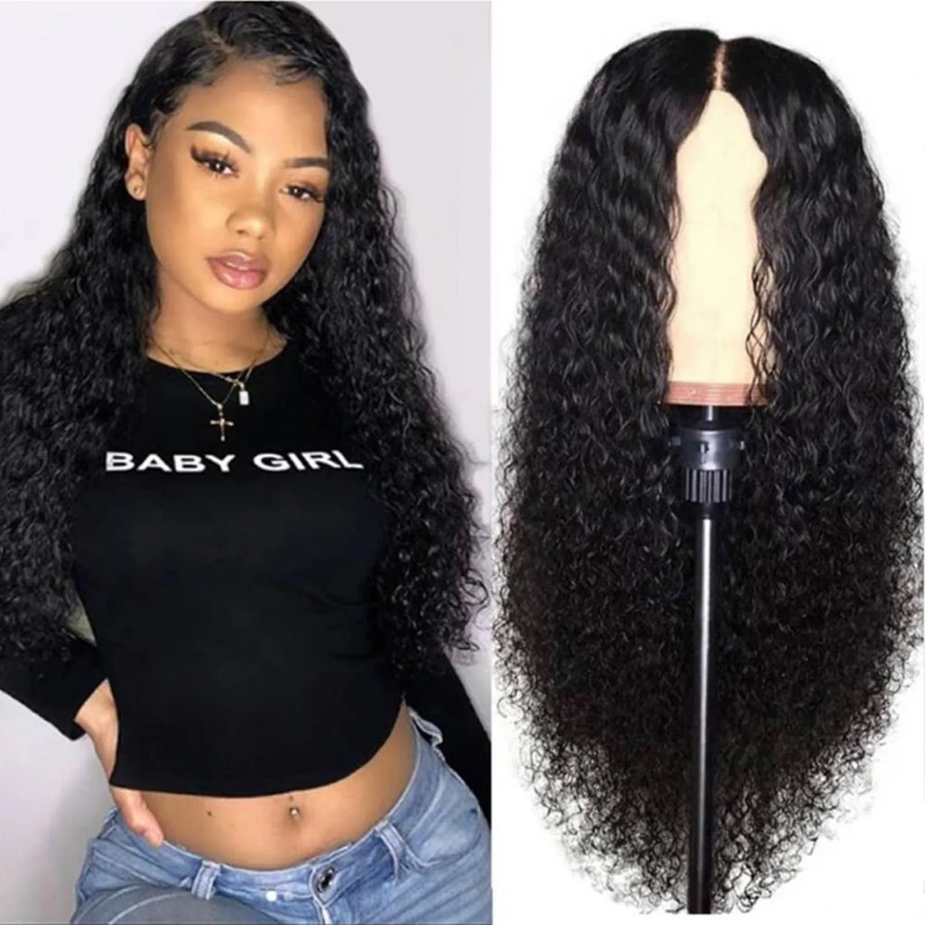 Deep Wave Synthetic Wig – Natural Black Curly U-Part Wig