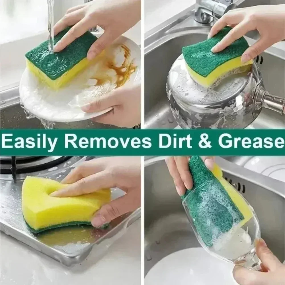 10-Pack Kitchen Sponge Scouring Pads – Dual-Side Scrub