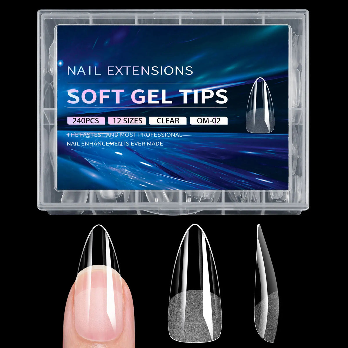 240pcs Soft Gel Nail Tips – Half Matte Clear Acrylic False Nails