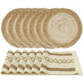 Boho Woven Placemats Set of 6 – Natural Eco-Friendly Table Mats