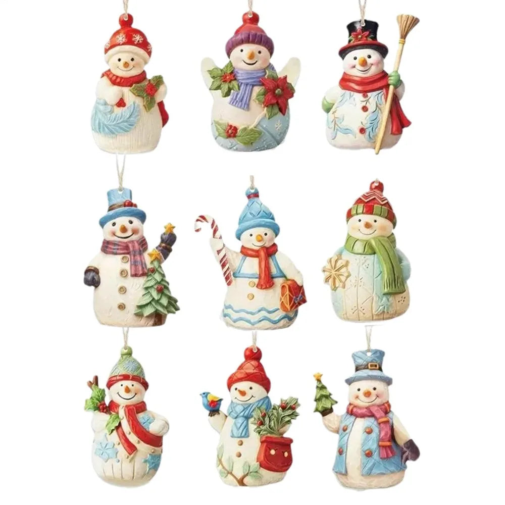 Wooden Christmas Snowman Ornaments 18/27 Pcs with Rope