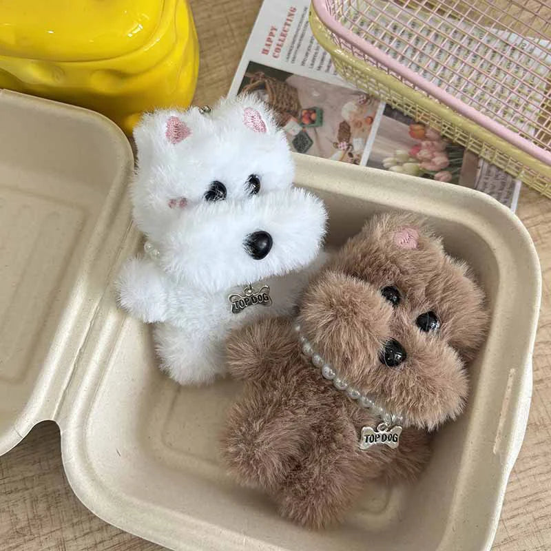 Kawaii West Highland Terrier Plush Keychain – Cute Puppy Bag Charm