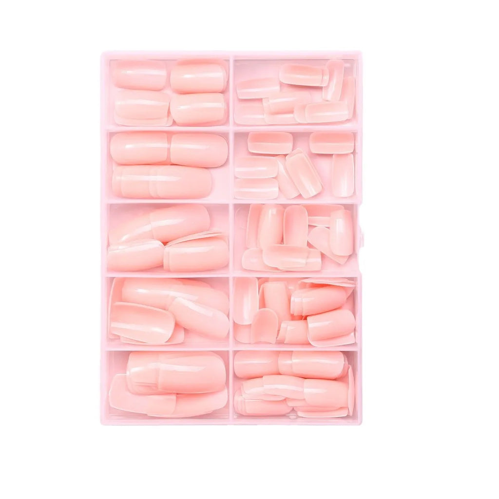 120Pcs Press-On False Nails – Bare Pink Short French Acrylic Set